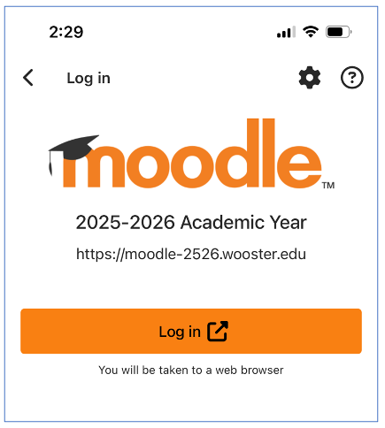 Moodle mobile app_login orange button