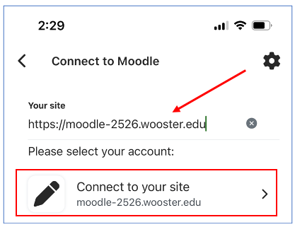 Moodle mobile app Connect to new site